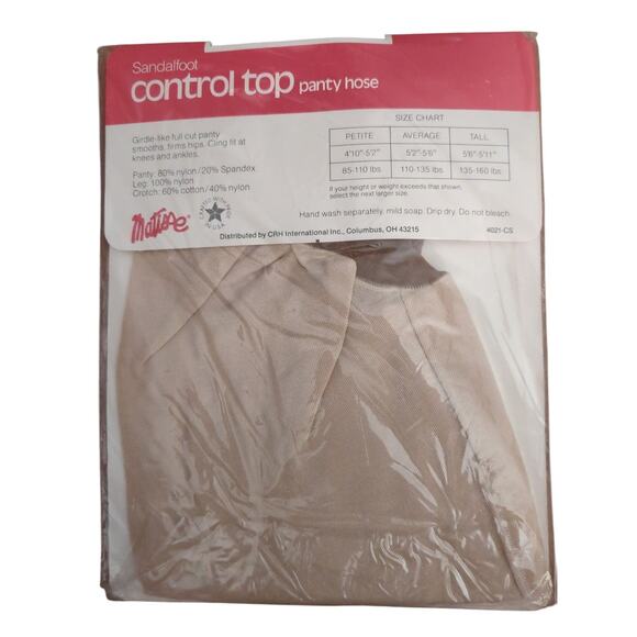 Vintage 80s Matisse Control Top Pantyhose Nylons Brown Suntan Tall - Picture 2 of 6
